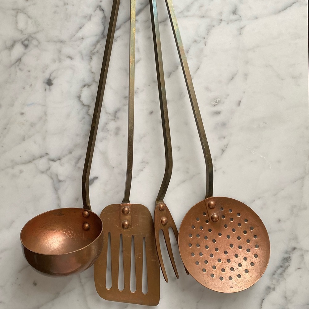Vintage copper and brass utensils